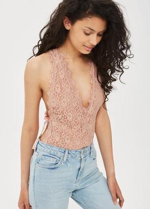 Мереживний боді на зав'язках з боків topshop