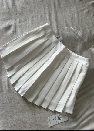 Белая школьная юбка в складку (плиссе) размер xs-s2 фото