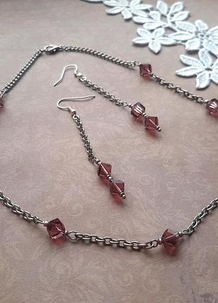 Лот серьги чокер бусин кульчики бижутерия бохо єтно винтаж этно комплект набор ожерелье hand made ручн