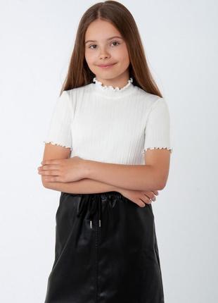 Блуза подростковая рубчик, футболка рубчик, школьная блуза детская