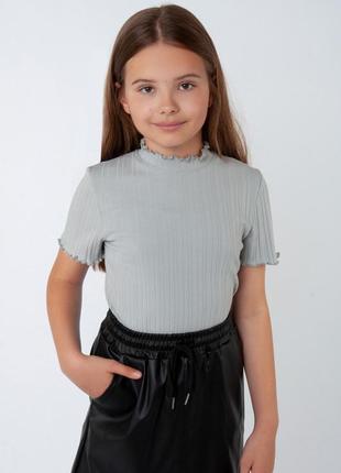 Блуза подростковая рубчик, футболка рубчик, школьная блуза детская