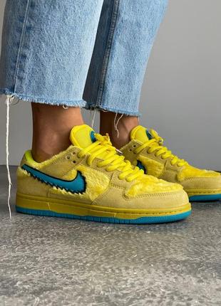 Жіночі кросівки в стилі nike sb dunk x grateful dead bears yellow.2 фото