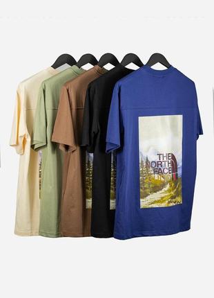 Мужская футболка хлопковая  the north face x gucci 100% cotton / нортфейс гуччи коричневая летняя одежда10 фото