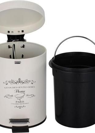 Мусорное ведро косметическое axentia paris, металлическое, емкостью 3 л, на педали для ванной ,белое,витрина6 фото