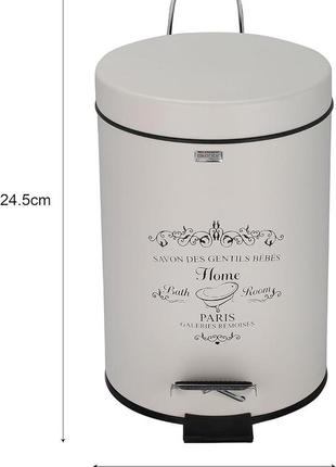 Мусорное ведро косметическое axentia paris, металлическое, емкостью 3 л, на педали для ванной ,белое,витрина7 фото