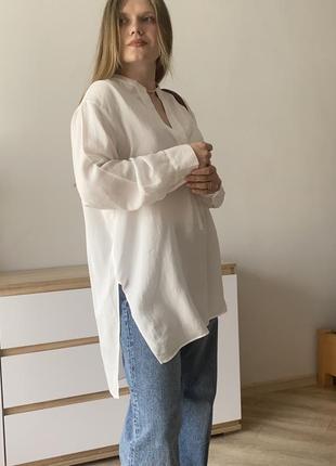 Сорочка вільного крою   подовжена з ліоцелу zara