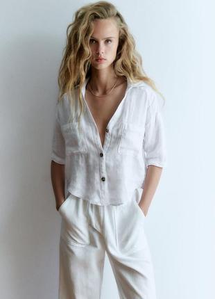 Базова натуральна блуза сорочка від zara