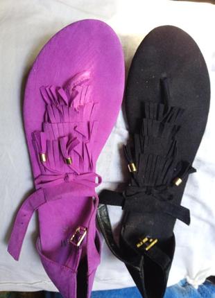 Жіночі босоніжки,чорні та бузкові