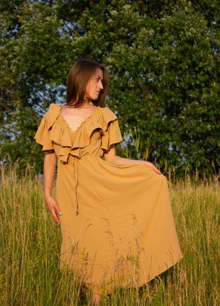 Сукня міді зі спущеними плечима3 фото