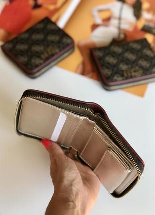 Кошелёк женский guess оригинал izzy logo small zip-around wallet brown гесс коричневый4 фото