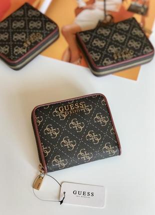 Кошелёк женский guess оригинал izzy logo small zip-around wallet brown гесс коричневый1 фото