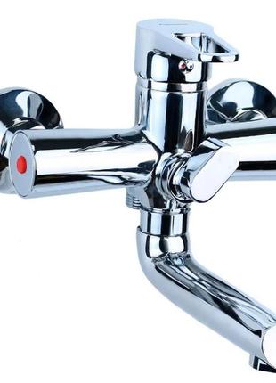 Змішувач для ванни ø35 гусак прямий 150 мм дивертор вбудований картриджний