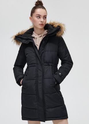 Пуховик cropp парка куртка тепла зимова xs-s пальто чорна аляска кропп