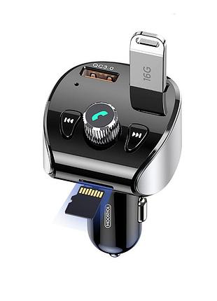 Fm-трансмиттер адаптер автомобильный joyroom с bluetooth jr-cl02 2usb 3.6a fast charge