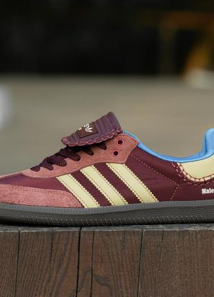 Жіночі кросівки adidas samba nylon wales bonner замшеві бордові адідас самба весняні (b)