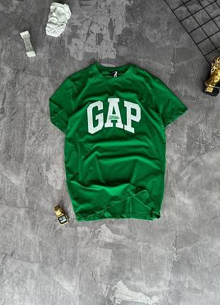 Мужская футболка оверсайз gap зеленая тенниска гап на лето (b)