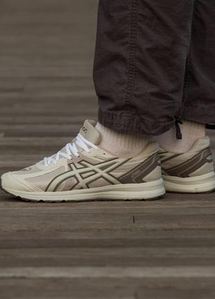 Чоловічі кросівки asics gel у сітку бежеві асікс гель зі шкіряними вставками весняні осінні (b)
