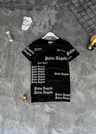 Мужская футболка palm angels черная хлопковая летняя тенниска палм ангелс на лето (b)