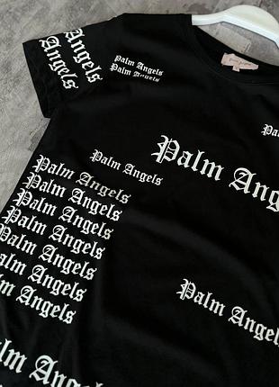 Мужская футболка palm angels черная хлопковая летняя тенниска палм ангелс на лето (b)