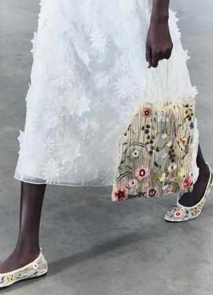 Балетки, балетки зара, яркие балетки зара, балетки зара с цветами