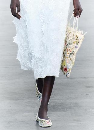 Балетки, балетки зара, яркие балетки зара, балетки зара с цветами