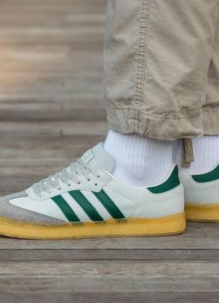Мужские кроссовки adidas samba x ronnie fieg x clarks замшевые серые с зеленым адидас самба весенние (b)