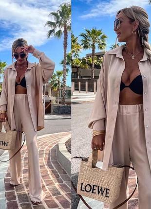 Костюм двійка рубашка сорочка брюки креп жатка