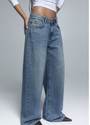 Суперширокие джинсы багги с низкой посадкой1 фото