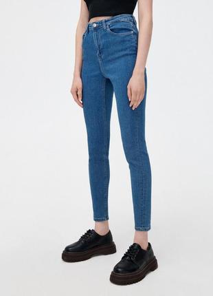 Джинсы скинни cropp xs-s skiny синие однотонные джеггинсы