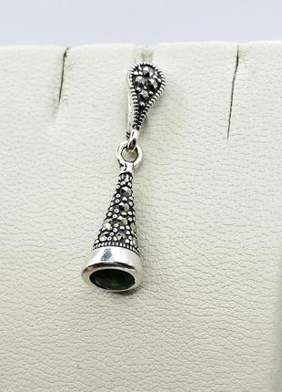 Кулон серебряный с изумрудом и марказитом 1,93 г