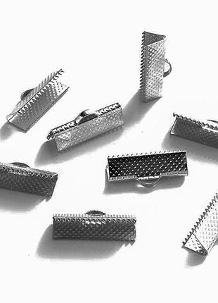 Зажим для ленты finding обжимной концевик сталлистый нержавеющая сталь 20 мм x 9 мм