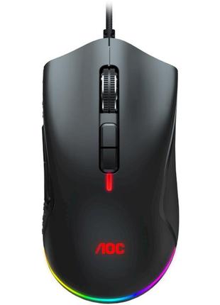Мышь компьютерная игровая aoc gm530b проводная 1.8 м с подсветкой 100-16000 dpi черный