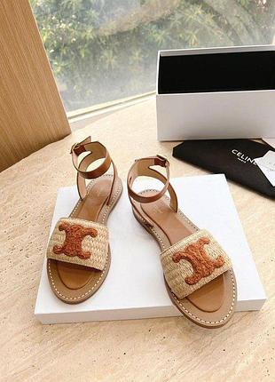 Сандалии бежевые белые черные с коричневым
