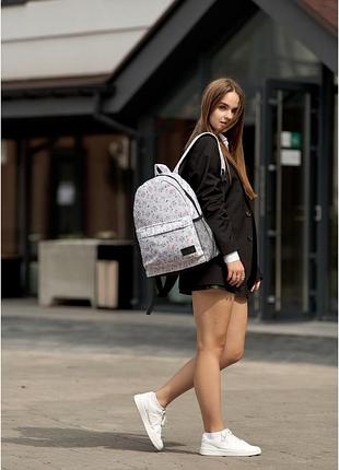Жіночий рюкзак sambag brix з квітковим білим принтом3 фото