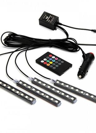 Декоративна rgb led підсвічування салону авто світломузика c пультом