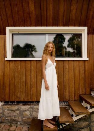 Ніжна біла літня сукня від zara, розмір xs, s, м**4 фото