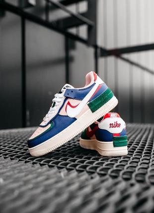 Жіночі шкіряні кросівки nike  air force shadow blue pink white5 фото