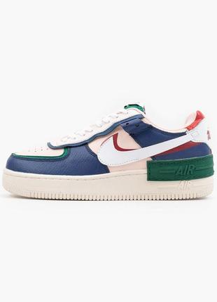 Жіночі шкіряні кросівки nike  air force shadow blue pink white5 фото