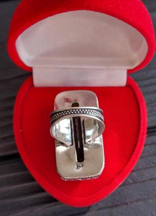 Перидот 17.5 размер кольцо с перидотом в серебре. индия2 фото