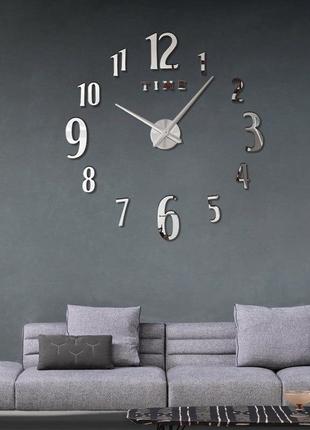 Великий настінний годинник із 3d-дизайном діаметром 120 см zh1725 стильний годинник для дому (чорний, сірий)6 фото