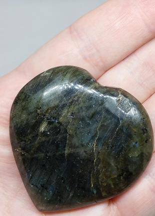 Лабрадор кабошон камень сердце без оправы 52*52*14 мм. натуральный лабрадор индия6 фото