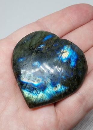 Лабрадор кабошон камень сердце без оправы 52*52*14 мм. натуральный лабрадор индия7 фото