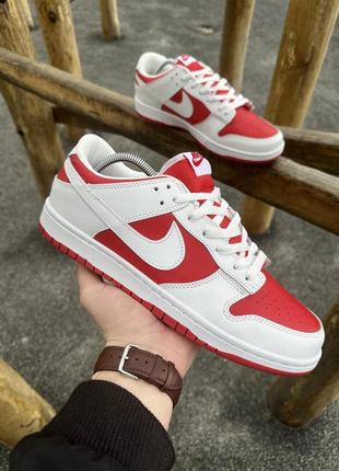 Кросівки nike sb dunk (white & red)8 фото