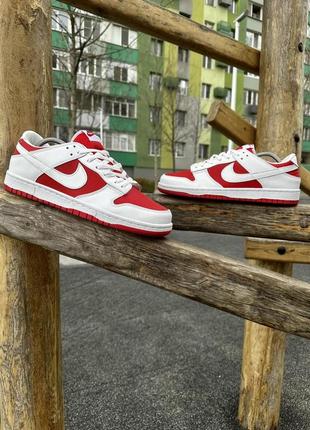 Кросівки nike sb dunk (white & red)7 фото