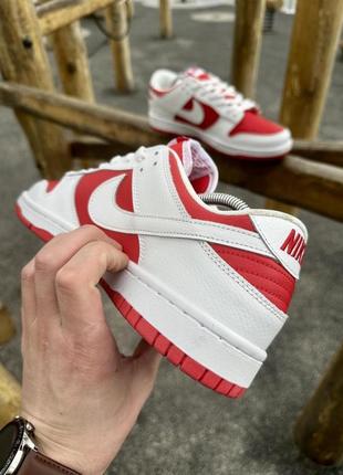 Кросівки nike sb dunk (white & red)3 фото