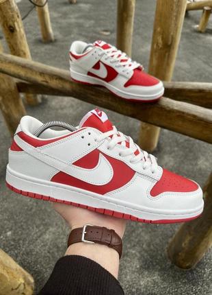 Кросівки nike sb dunk (white & red)4 фото