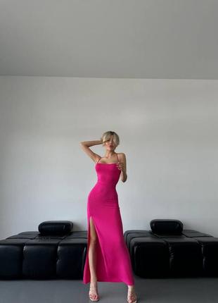 Сукня літня сексуальна по фігурі з вирізом  приталена з віскози на бретельках літня довга максі9 фото