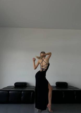 Сукня літня сексуальна по фігурі з вирізом  приталена з віскози на бретельках літня довга максі7 фото