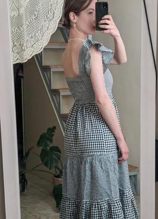 Бавовняна сукня (сарафан) в клітинку у вінтажному стилі.3 фото