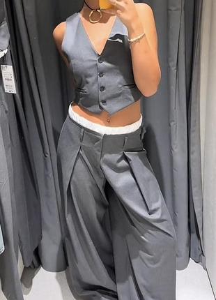 Штани з контрастним поясом zara